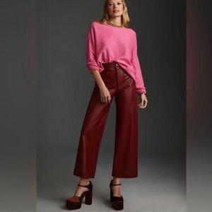 Anthropologie Pink Sweater and Burgundy Pants Set